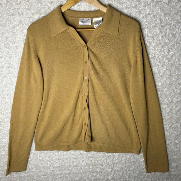 Kathie Lee Collection Women’s XL Brown Cardigan Button Up Collared Sweater - Picture 2 of 4